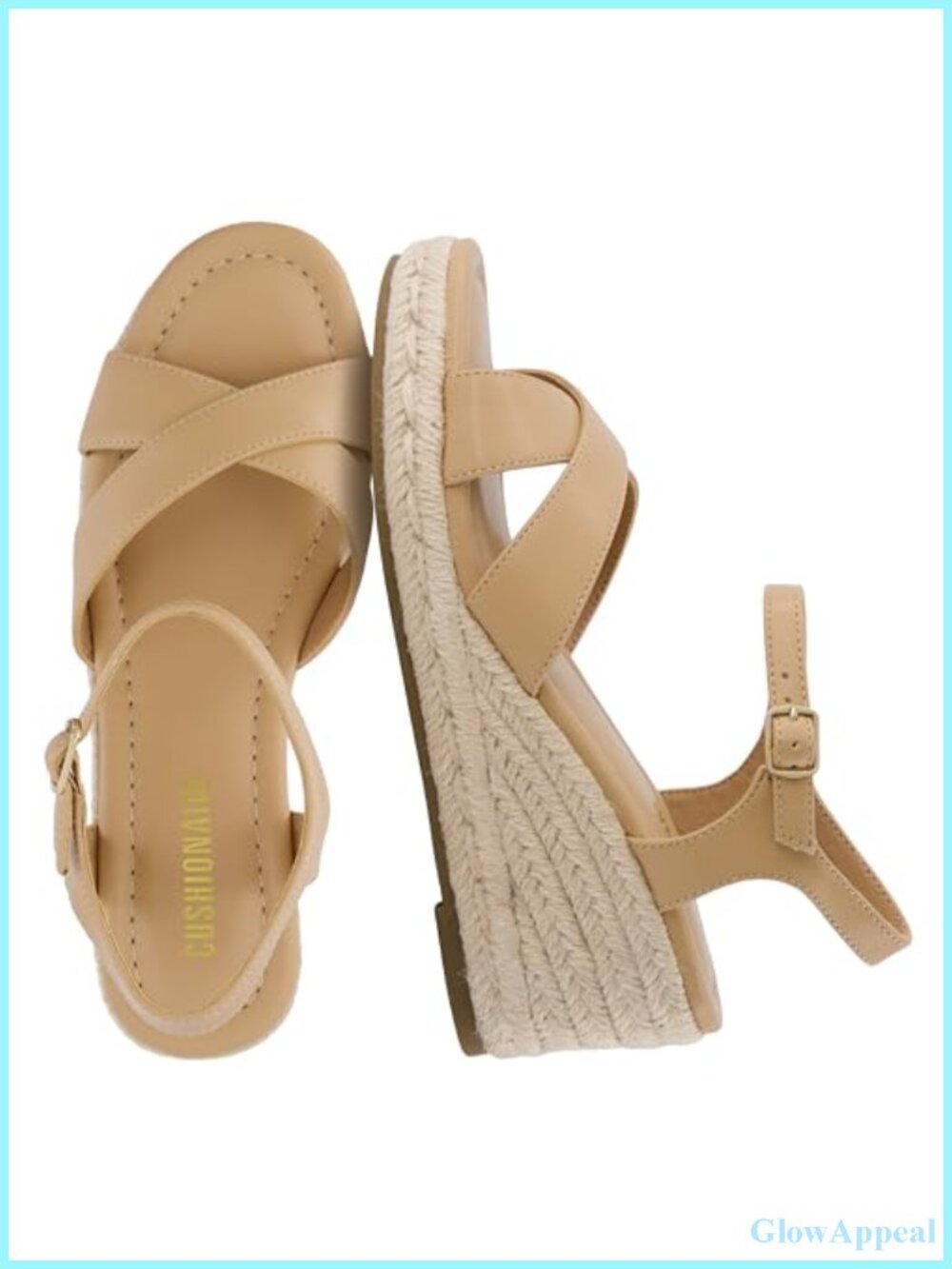 CUSHIONAIRE Prego Espadrille Wedge Sandals Faux Leather Crisscross Open Toe